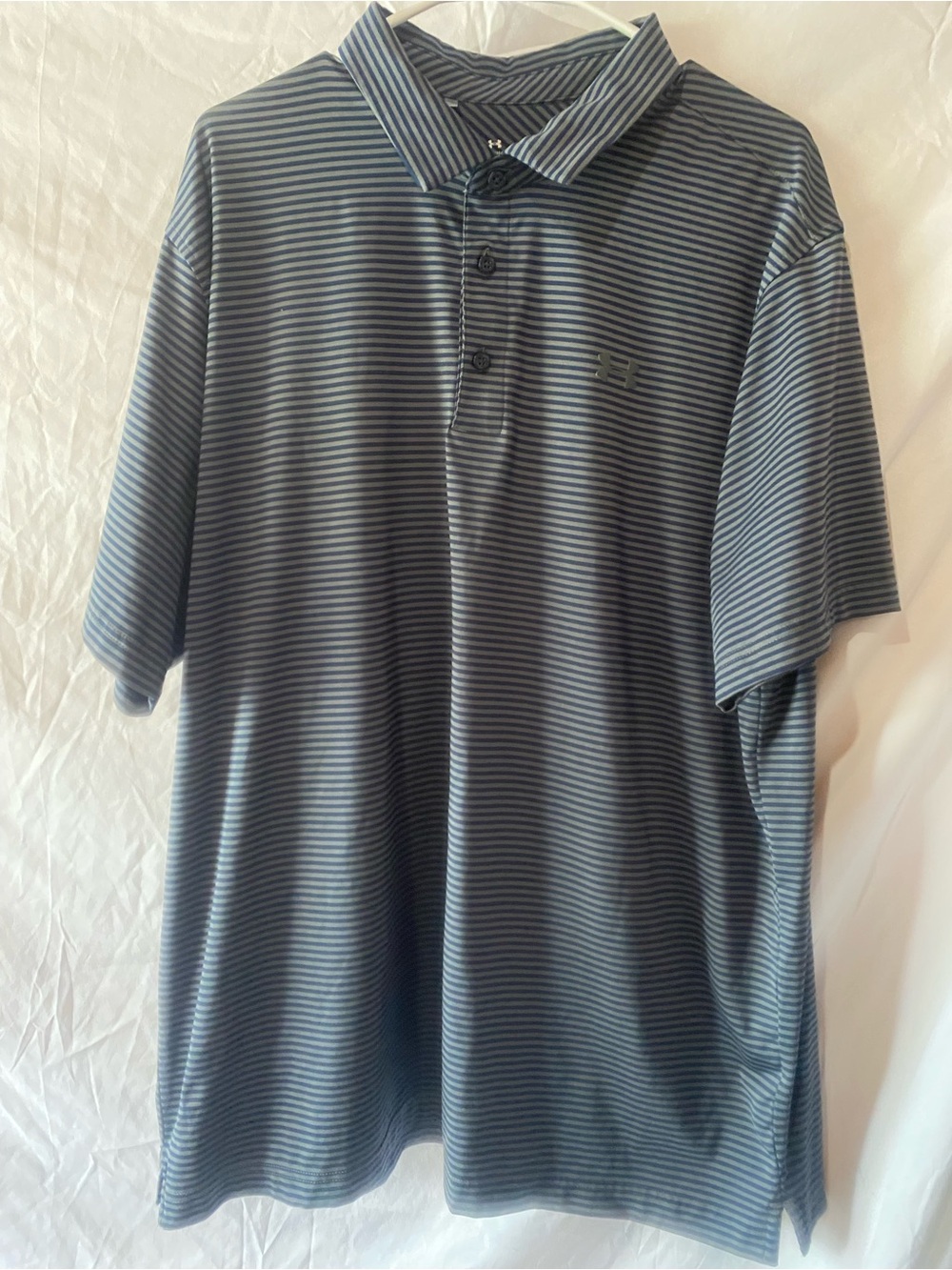 Under Armour Men’s Gray and Blue Striped Performance Polo
